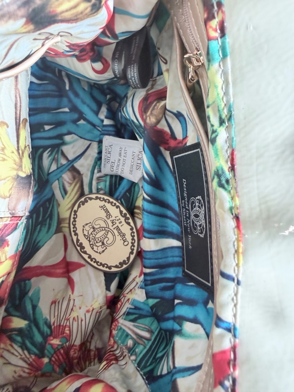 Sharif Sequin Chevron Tote in White, Blue & Gold - Picture 8 of 10